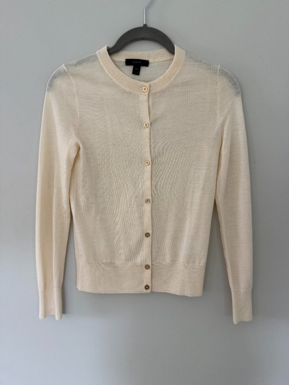 J. Crew featherlight merino wool ivory cardigan XXS